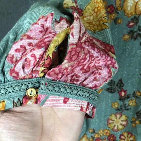 Soft surroundings floral boho cottagecore tassel tunic top size S - Picture 5 of 9